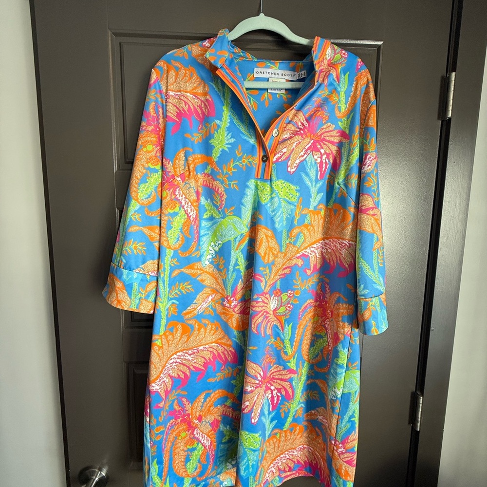 Gretchen Scott Designs Vibrant Blue and Orange Dress